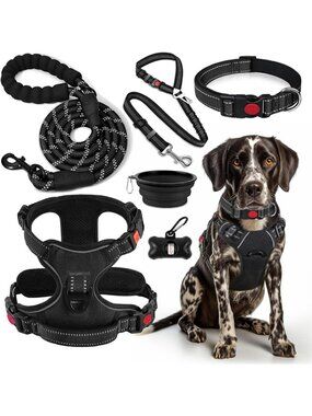 No Pull Dog Harness, Collar & Leash Set with Travel Accessories for Easy Walks